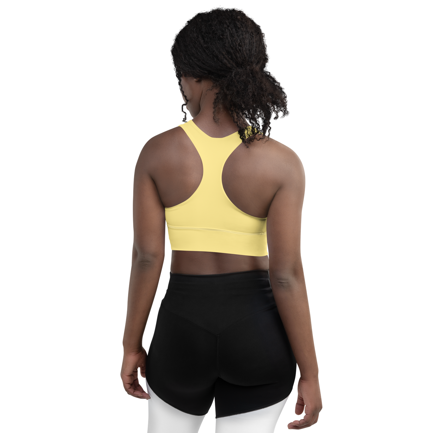 Michigan Upper Peninsula Longline Sports Bra (w/ UP USA Flag) | Cherry Yellow