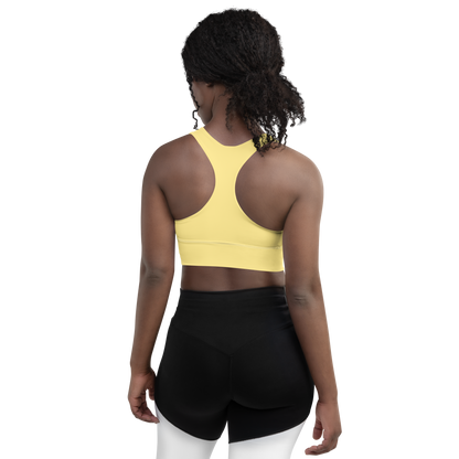 Michigan Upper Peninsula Longline Sports Bra (w/ UP USA Flag) | Cherry Yellow