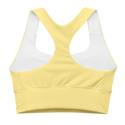 Michigan Upper Peninsula Longline Sports Bra (w/ UP USA Flag) | Cherry Yellow