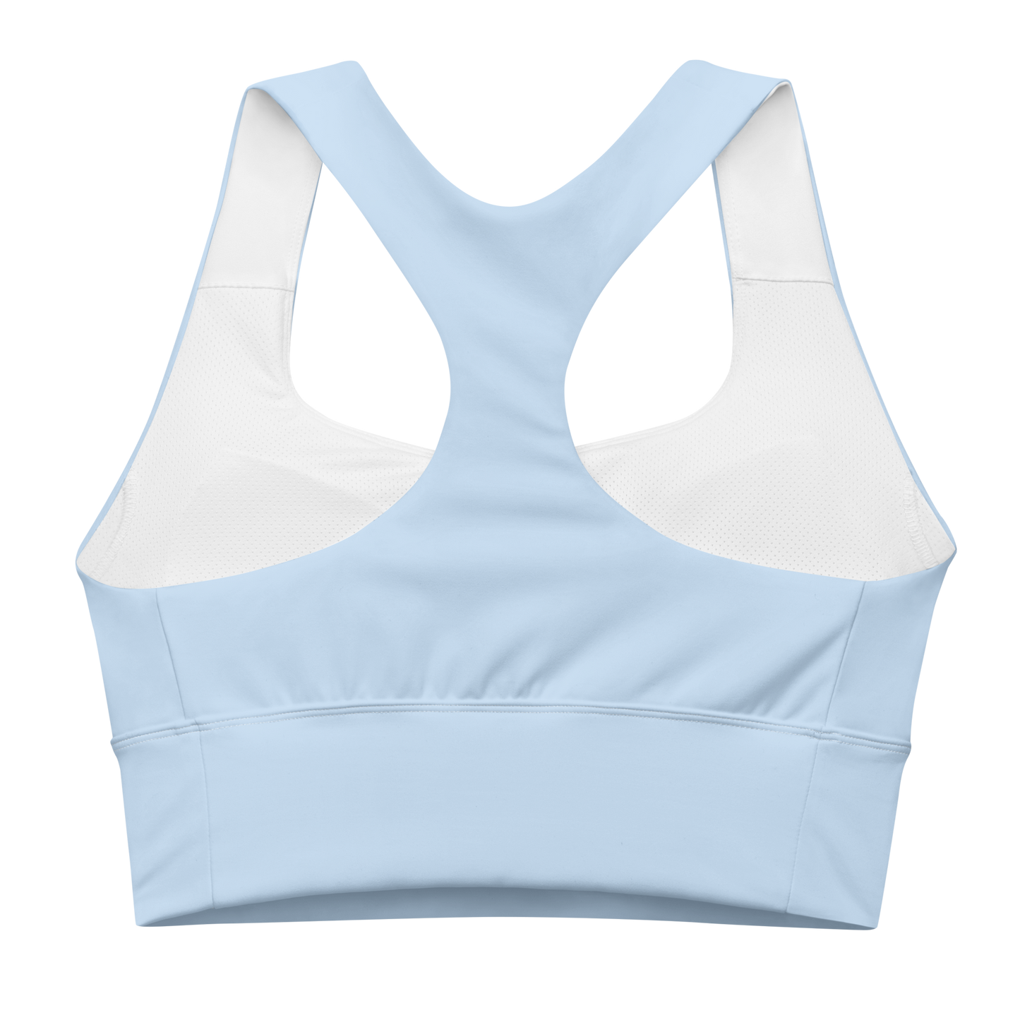 Michigan Upper Peninsula Longline Sports Bra (w/ UP USA Flag) | Light Blue