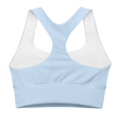 Michigan Upper Peninsula Longline Sports Bra (w/ UP USA Flag) | Light Blue