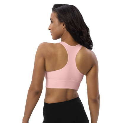 Michigan Upper Peninsula Longline Sports Bra (w/ UP USA Flag) | Cosmos Pink