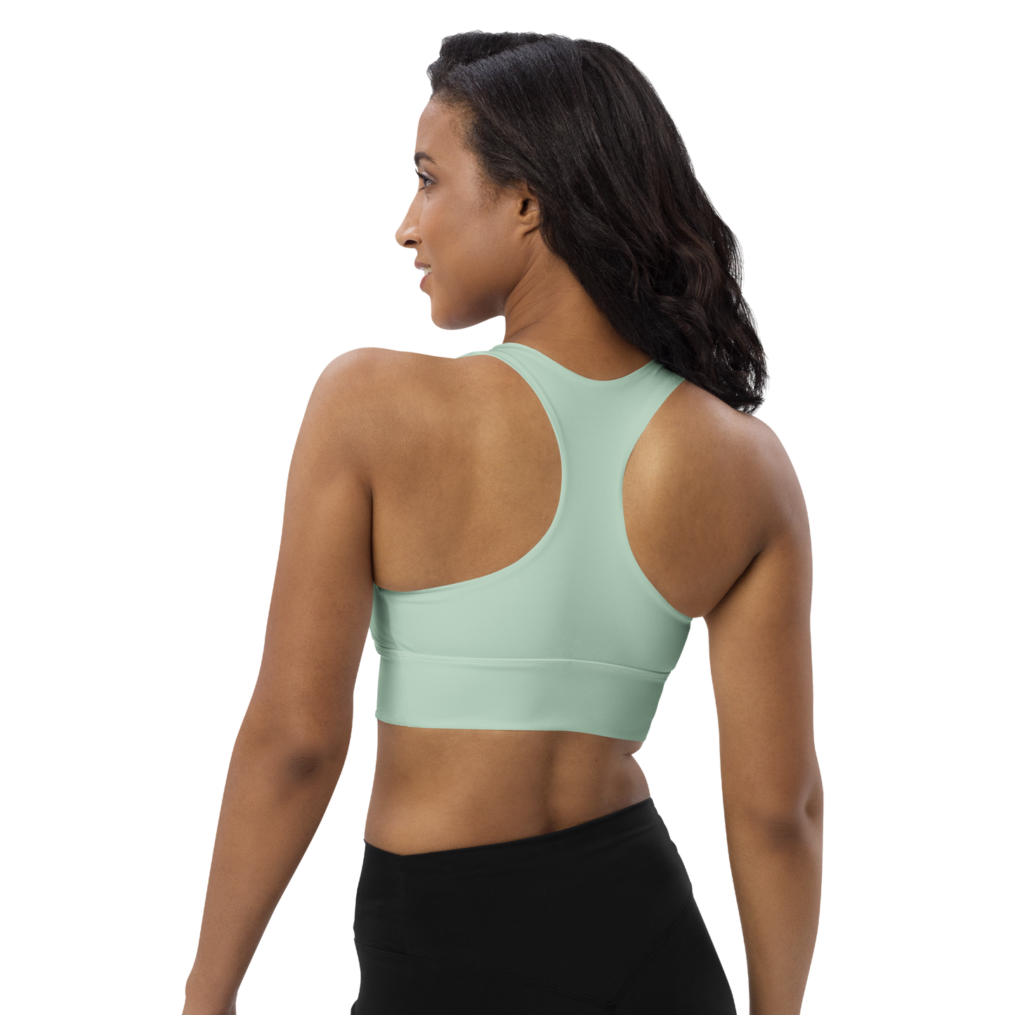 Michigan Upper Peninsula Longline Sports Bra (w/ UP USA Flag) | Sea Green