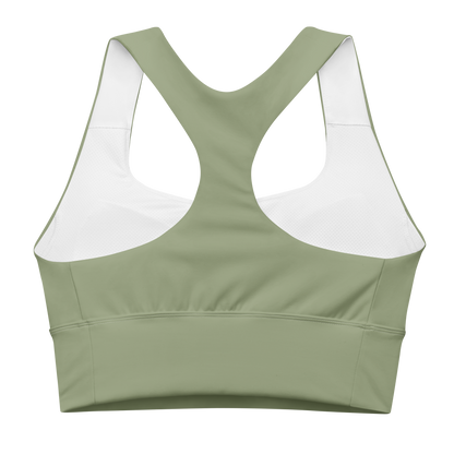 Michigan Upper Peninsula Longline Sports Bra (w/ UP USA Flag) | Beachgrass Green