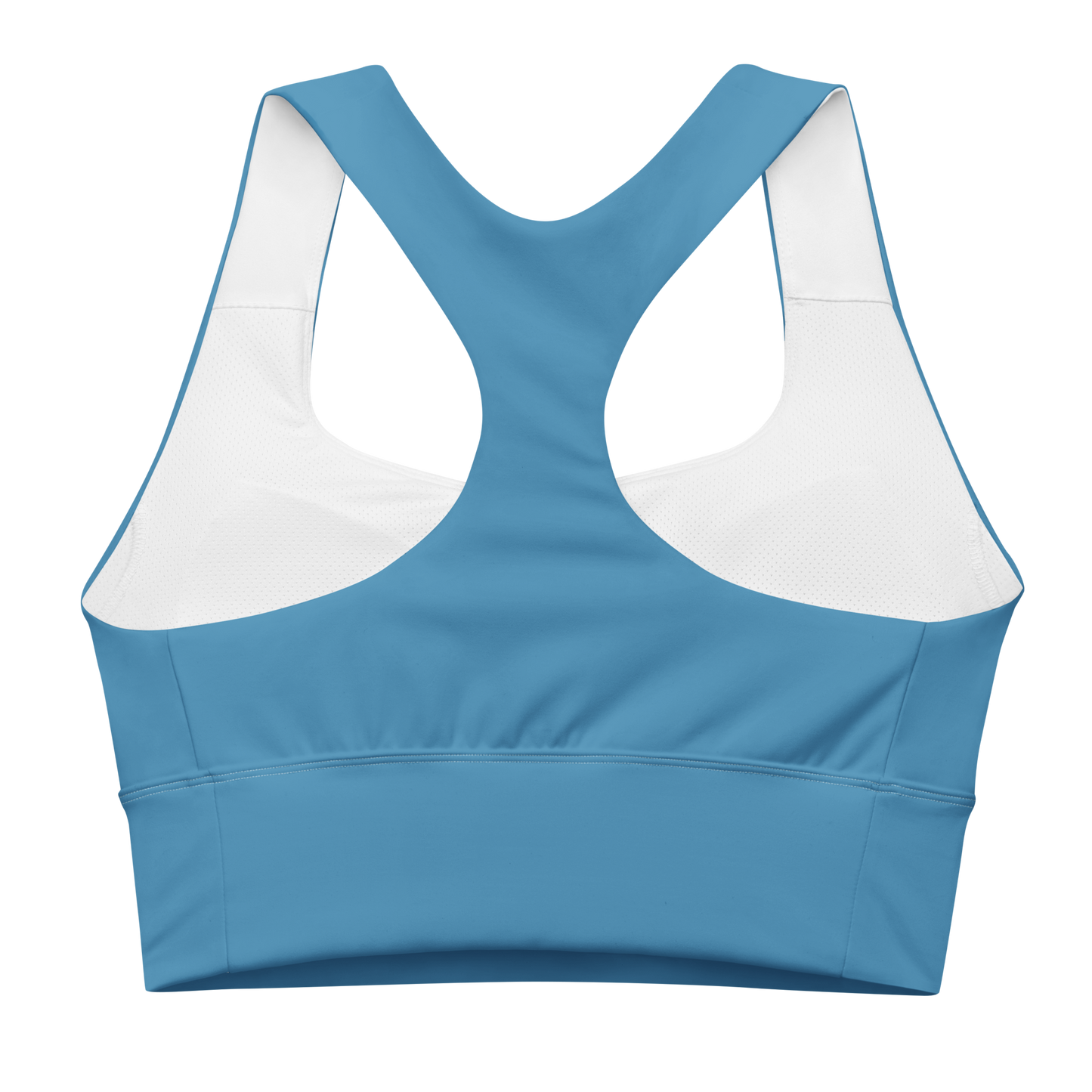 Michigan Upper Peninsula Longline Sports Bra (w/ UP USA Flag) | Lake Michigan Blue