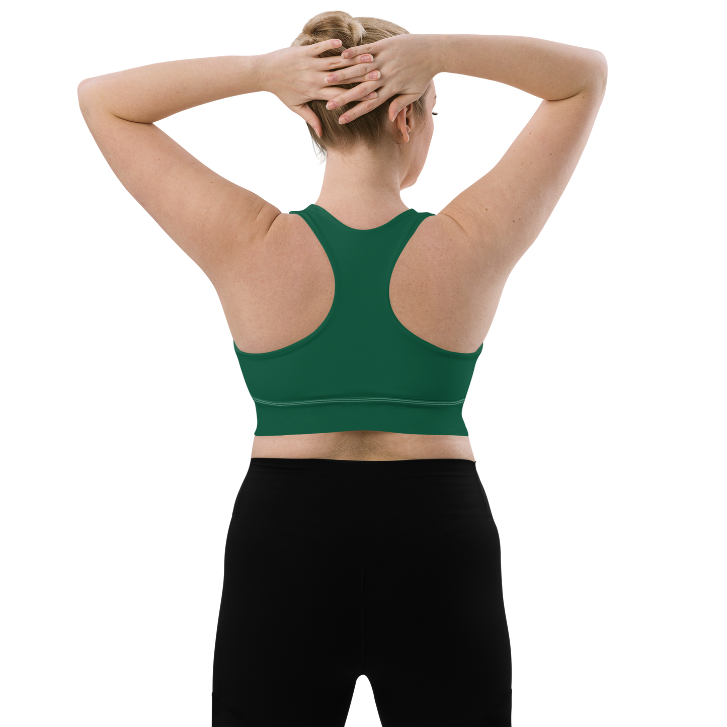 Michigan Upper Peninsula Longline Sports Bra (w/ UP USA Flag) | Superior Green