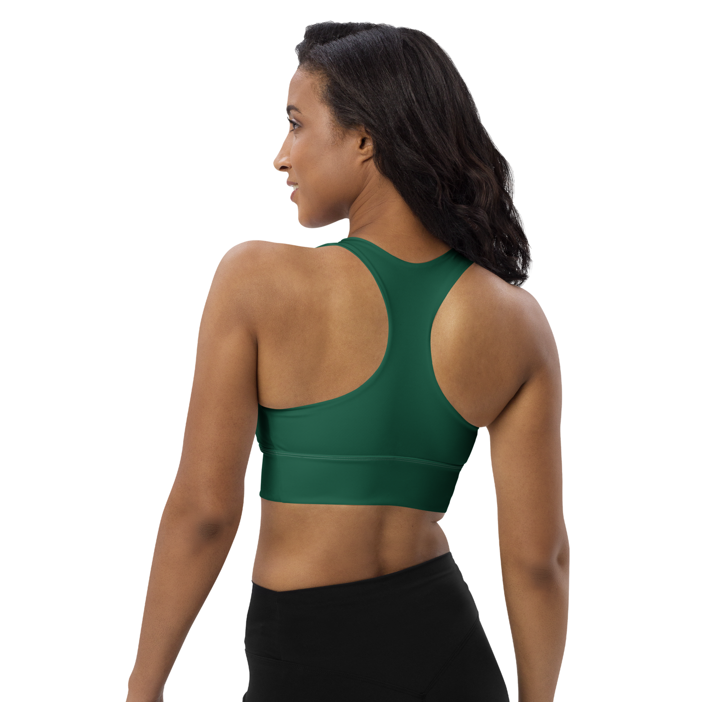 Michigan Upper Peninsula Longline Sports Bra (w/ UP USA Flag) | Superior Green