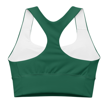 Michigan Upper Peninsula Longline Sports Bra (w/ UP USA Flag) | Superior Green