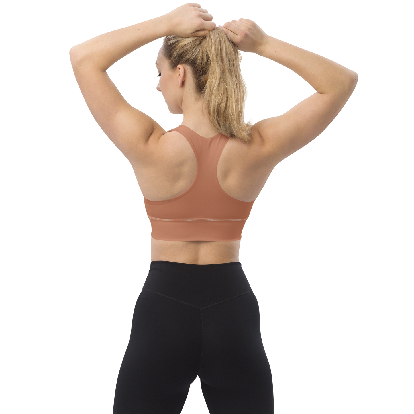 Michigan Upper Peninsula Longline Sports Bra (w/ UP USA Flag) | Copper Color