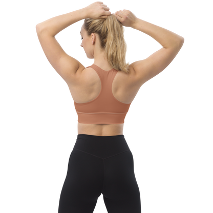 Michigan Upper Peninsula Longline Sports Bra (w/ UP USA Flag) | Copper Color