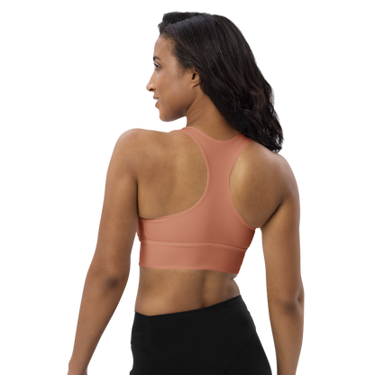 Michigan Upper Peninsula Longline Sports Bra (w/ UP USA Flag) | Copper Color