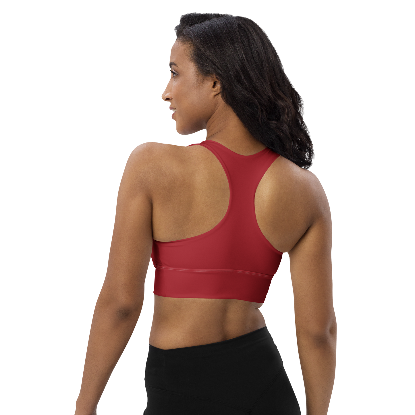 Michigan Upper Peninsula Longline Sports Bra (w/ UP USA Flag) | Thimbleberry Red