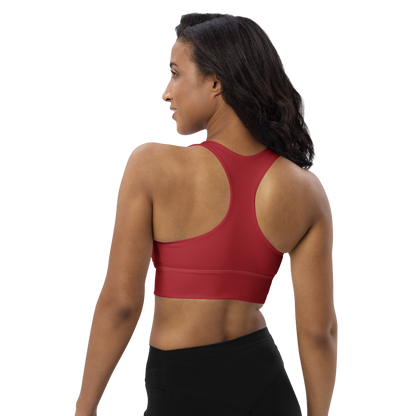 Michigan Upper Peninsula Longline Sports Bra (w/ UP USA Flag) | Thimbleberry Red