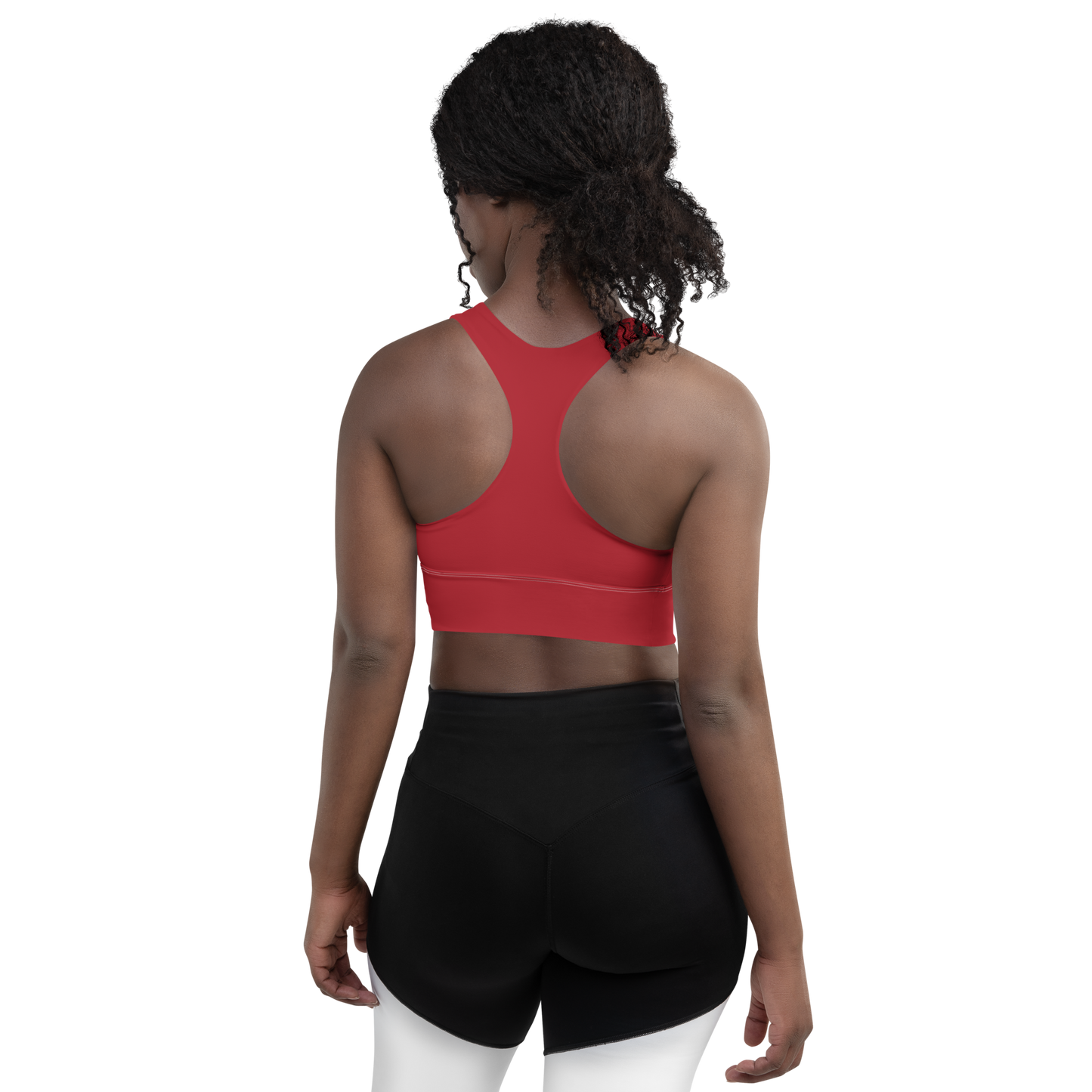 Michigan Upper Peninsula Longline Sports Bra (w/ UP USA Flag) | Thimbleberry Red