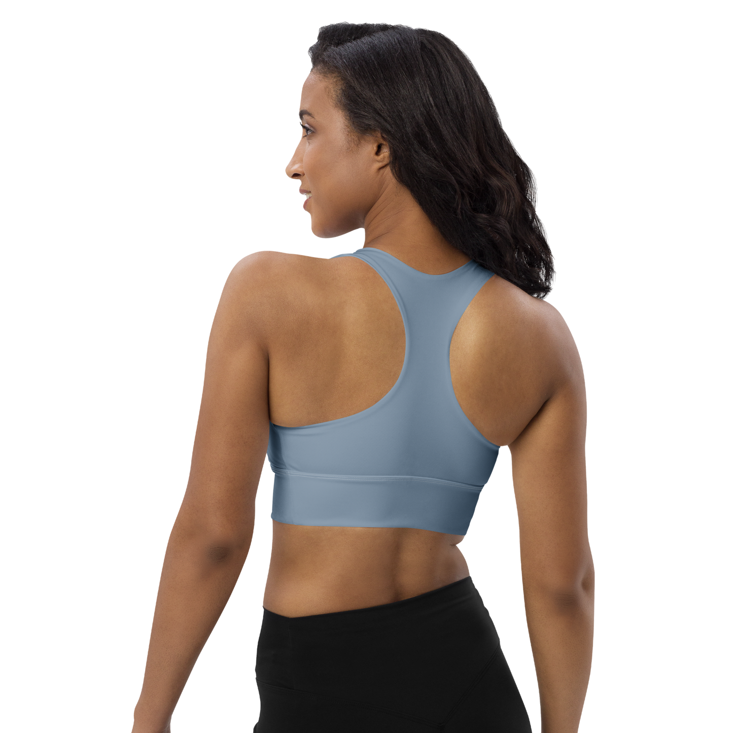 Michigan Upper Peninsula Longline Sports Bra (w/ UP USA Flag) | B-24 Grey