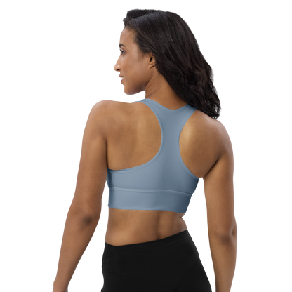 Michigan Upper Peninsula Longline Sports Bra (w/ UP USA Flag) | B-24 Grey