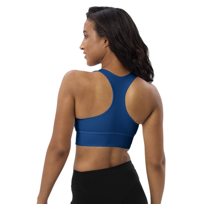 Michigan Upper Peninsula Longline Sports Bra (w/ UP USA Flag) | Dearborn Blue