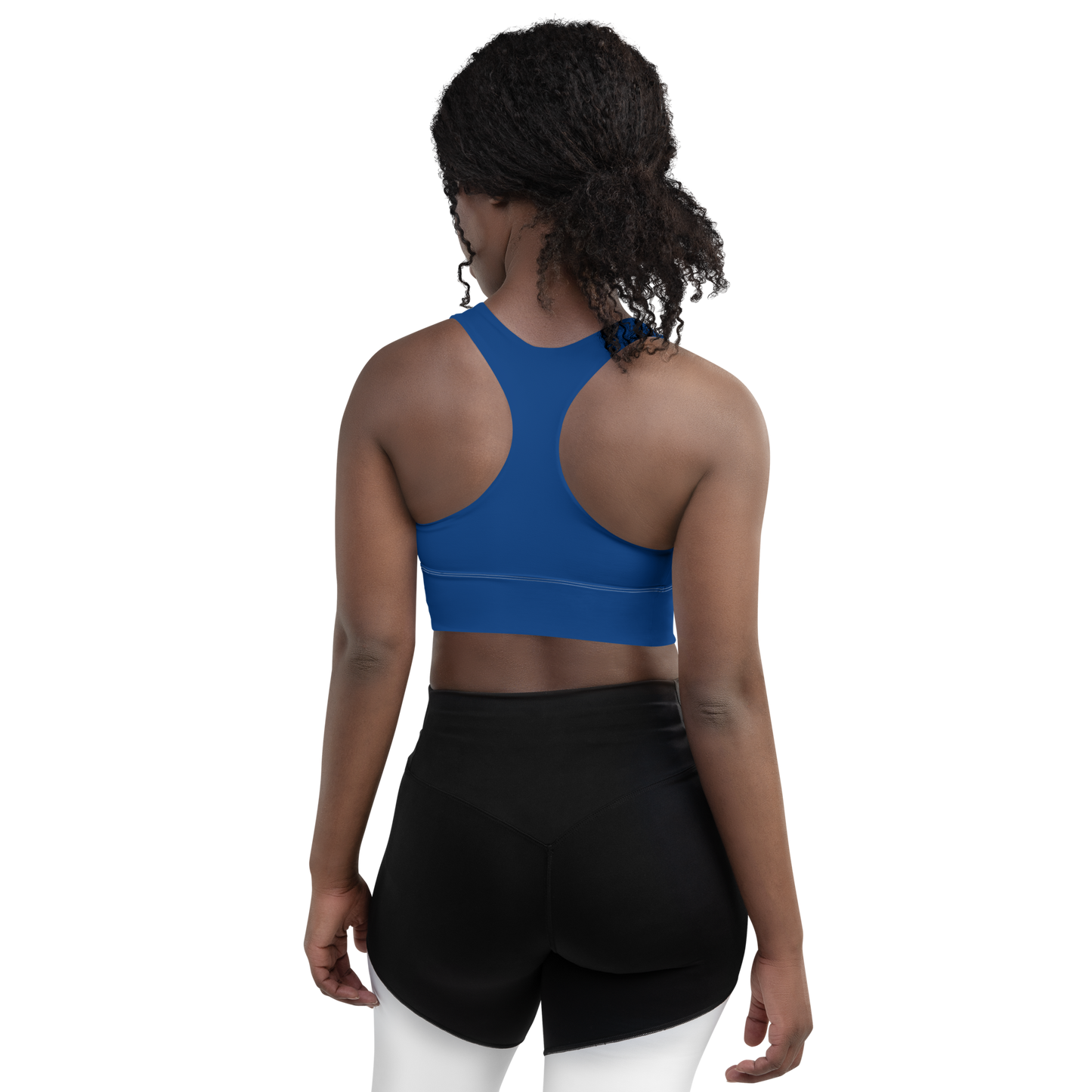 Michigan Upper Peninsula Longline Sports Bra (w/ UP USA Flag) | Dearborn Blue