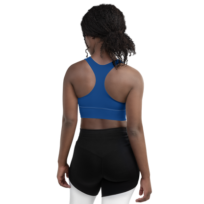 Michigan Upper Peninsula Longline Sports Bra (w/ UP USA Flag) | Dearborn Blue