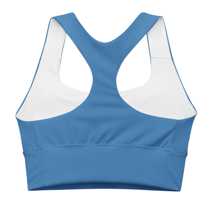 Michigan Upper Peninsula Longline Sports Bra (w/ UP USA Flag) | Lake Superior Blue