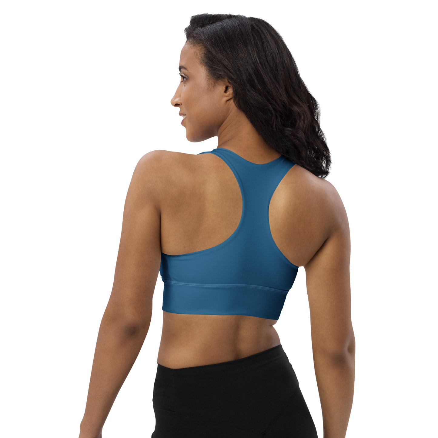 Michigan Upper Peninsula Longline Sports Bra (w/ UP USA Flag) | Blueberry