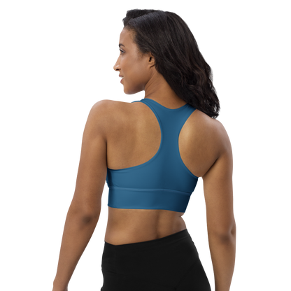 Michigan Upper Peninsula Longline Sports Bra (w/ UP USA Flag) | Blueberry