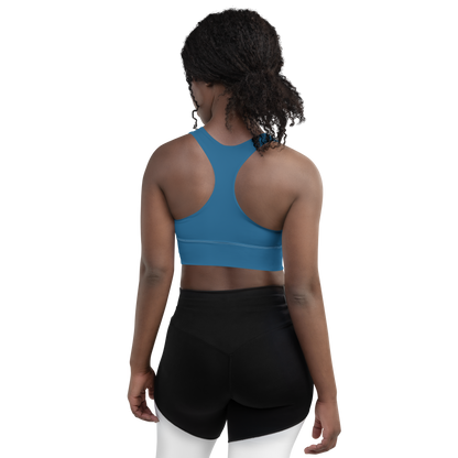 Michigan Upper Peninsula Longline Sports Bra (w/ UP USA Flag) | Blueberry