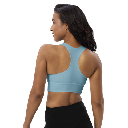 Michigan Upper Peninsula Longline Sports Bra (w/ UP USA Flag) | I Opal Blue