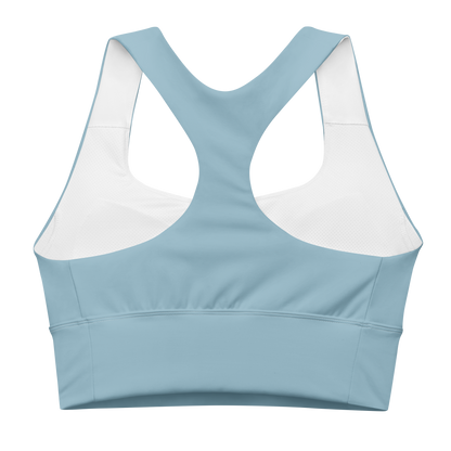 Michigan Upper Peninsula Longline Sports Bra (w/ UP USA Flag) | I Opal Blue