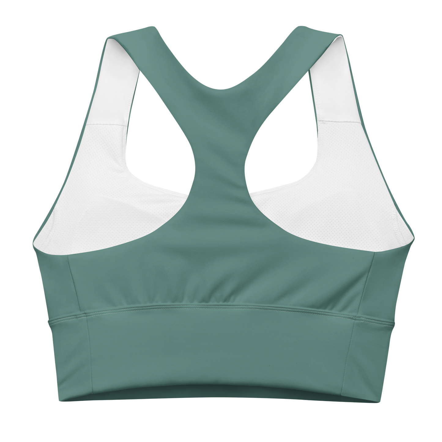 Michigan Upper Peninsula Longline Sports Bra (w/ UP USA Flag) | Copper Green