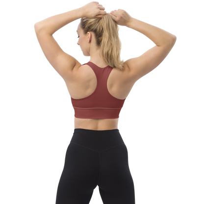 Michigan Upper Peninsula Longline Sports Bra (w/ UP USA Flag) | Ore Dock Red