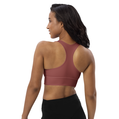 Michigan Upper Peninsula Longline Sports Bra (w/ UP USA Flag) | Ore Dock Red