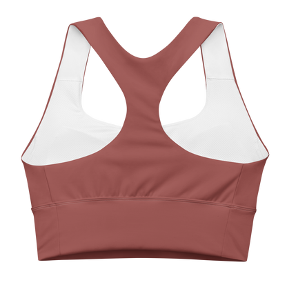 Michigan Upper Peninsula Longline Sports Bra (w/ UP USA Flag) | Ore Dock Red