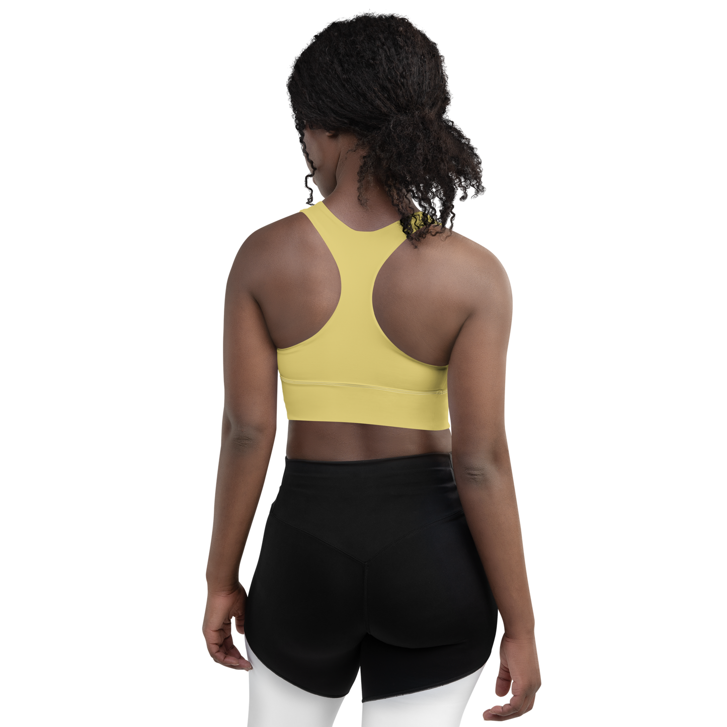 Michigan Upper Peninsula Longline Sports Bra (w/ UP USA Flag) | Plum Yellow