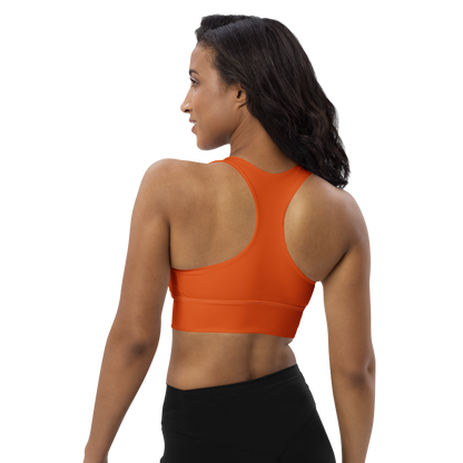 Michigan Upper Peninsula Longline Sports Bra (w/ UP USA Flag) | Maple Leaf Orange