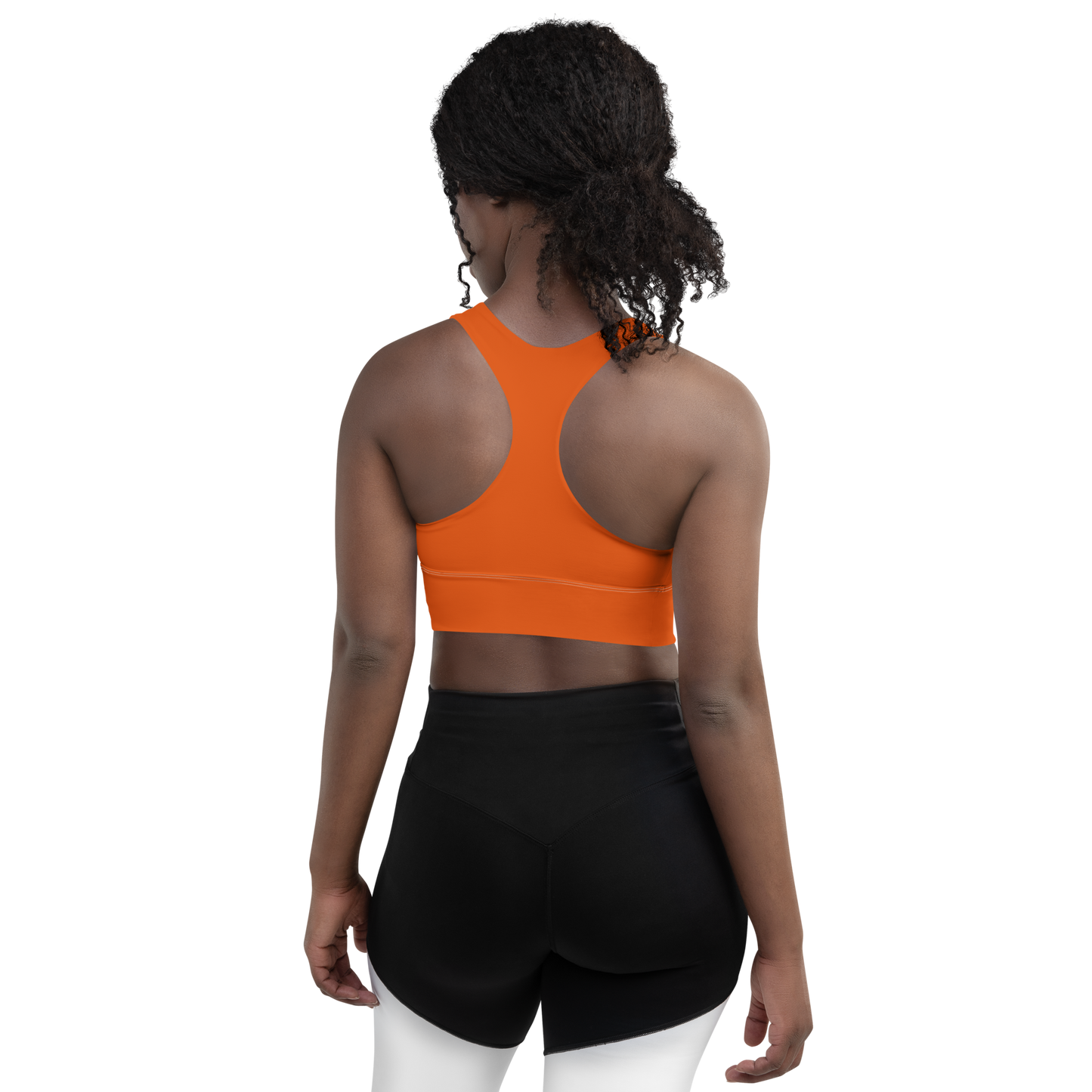 Michigan Upper Peninsula Longline Sports Bra (w/ UP USA Flag) | Maple Leaf Orange