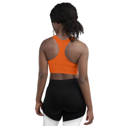 Michigan Upper Peninsula Longline Sports Bra (w/ UP USA Flag) | Maple Leaf Orange