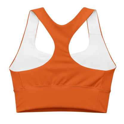 Michigan Upper Peninsula Longline Sports Bra (w/ UP USA Flag) | Maple Leaf Orange