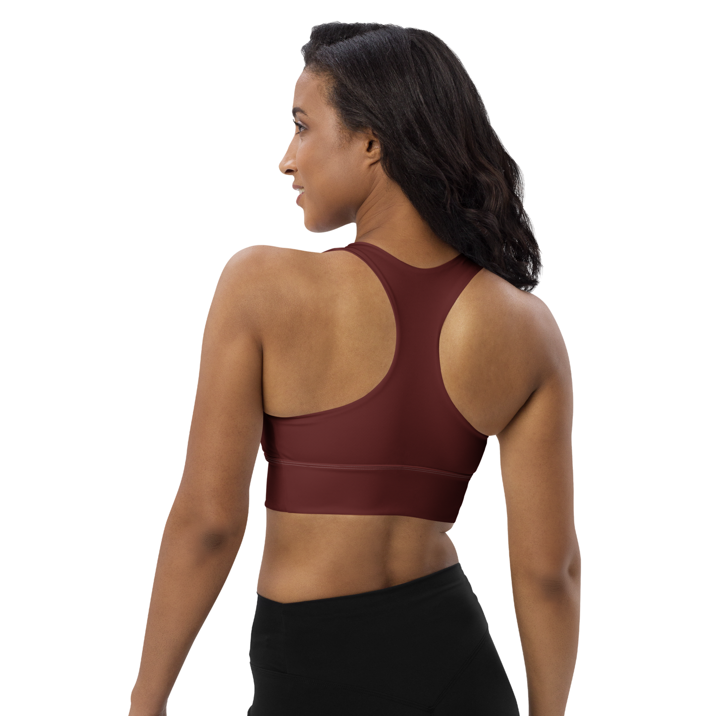 Michigan Upper Peninsula Longline Sports Bra (w/ UP USA Flag) | Cherrywood