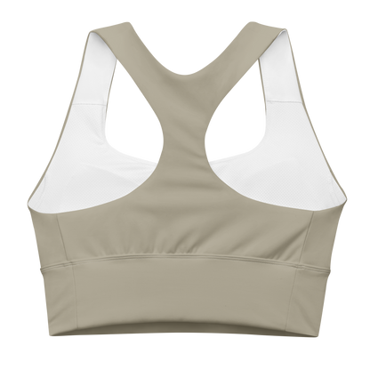 Michigan Upper Peninsula Longline Sports Bra (w/ UP USA Flag) | Petoskey Stone Beige