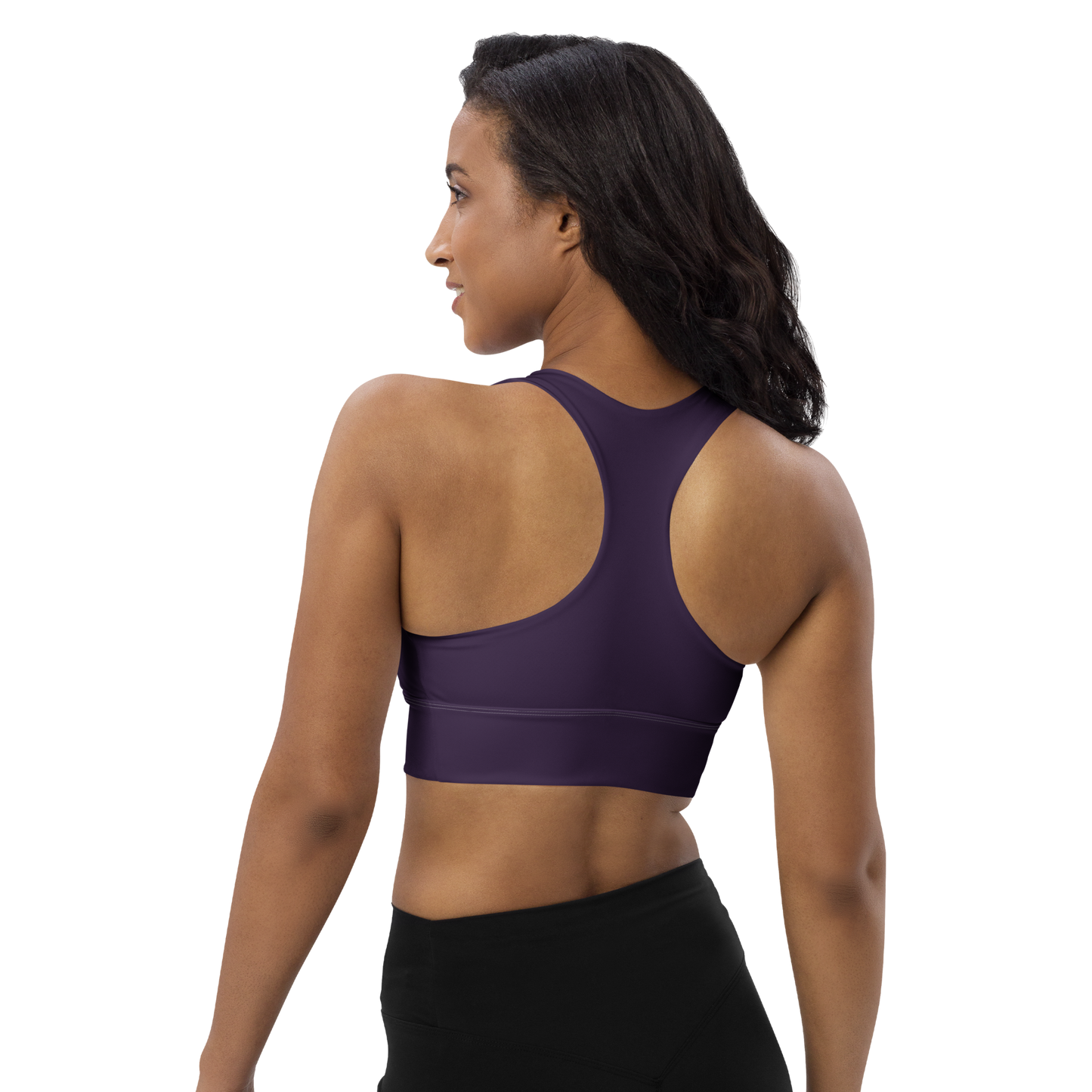 Michigan Upper Peninsula Longline Sports Bra (w/ UP USA Flag) | Blackcurrant