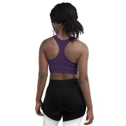 Michigan Upper Peninsula Longline Sports Bra (w/ UP USA Flag) | Blackcurrant