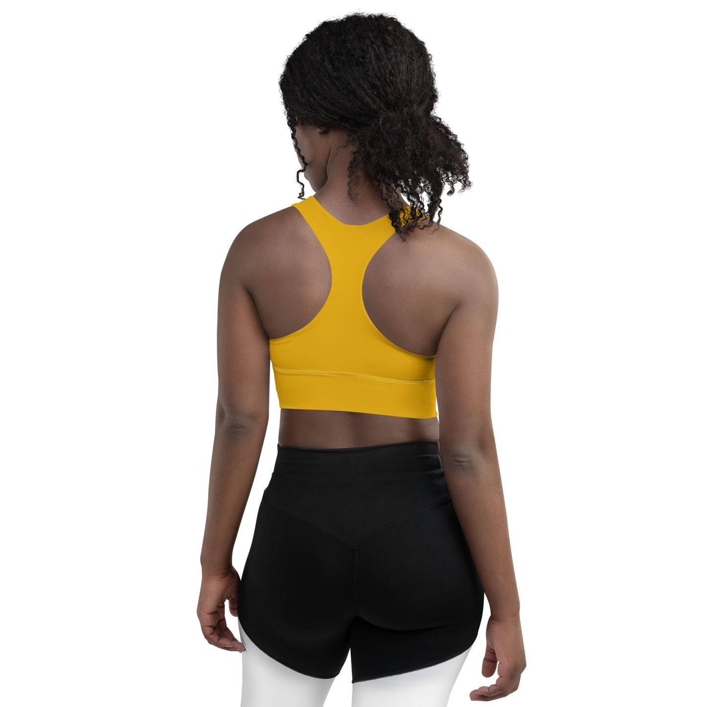 Michigan Upper Peninsula Longline Sports Bra (w/ UP USA Flag) | Gold