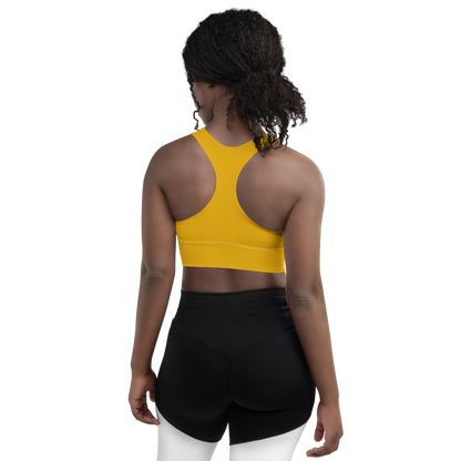 Michigan Upper Peninsula Longline Sports Bra (w/ UP USA Flag) | Gold