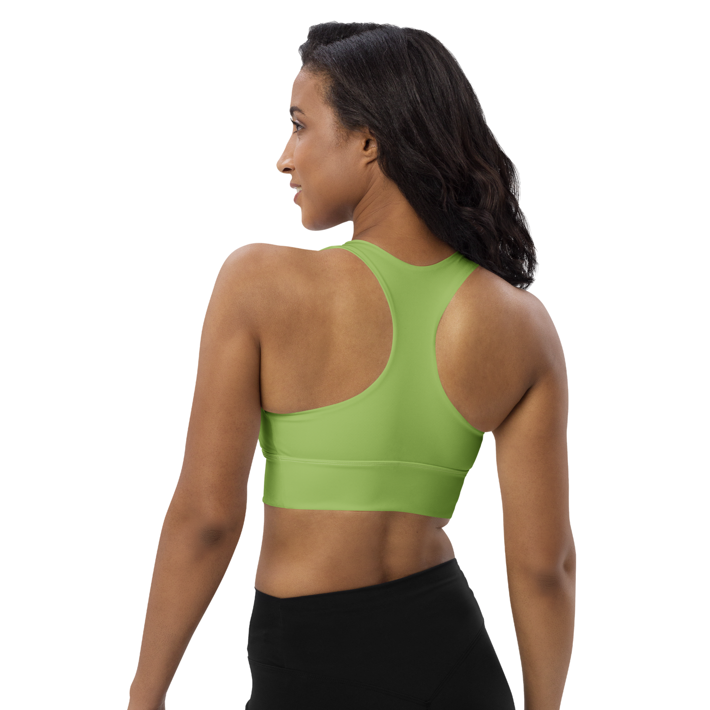 Michigan Upper Peninsula Longline Sports Bra (w/ UP USA Flag) | Gooseberry Green