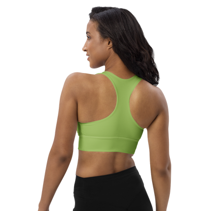 Michigan Upper Peninsula Longline Sports Bra (w/ UP USA Flag) | Gooseberry Green