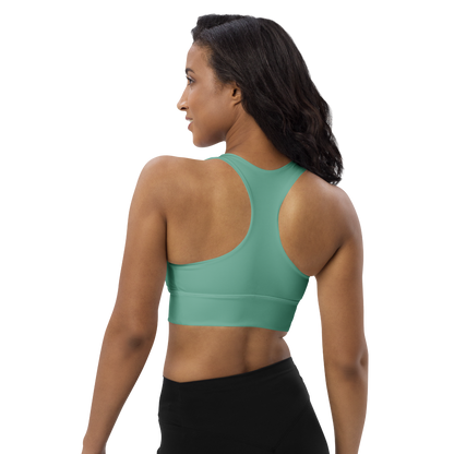 Michigan Upper Peninsula Longline Sports Bra (w/ UP USA Flag) | Tea Green