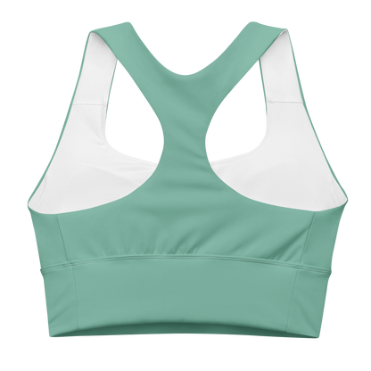 Michigan Upper Peninsula Longline Sports Bra (w/ UP USA Flag) | Tea Green