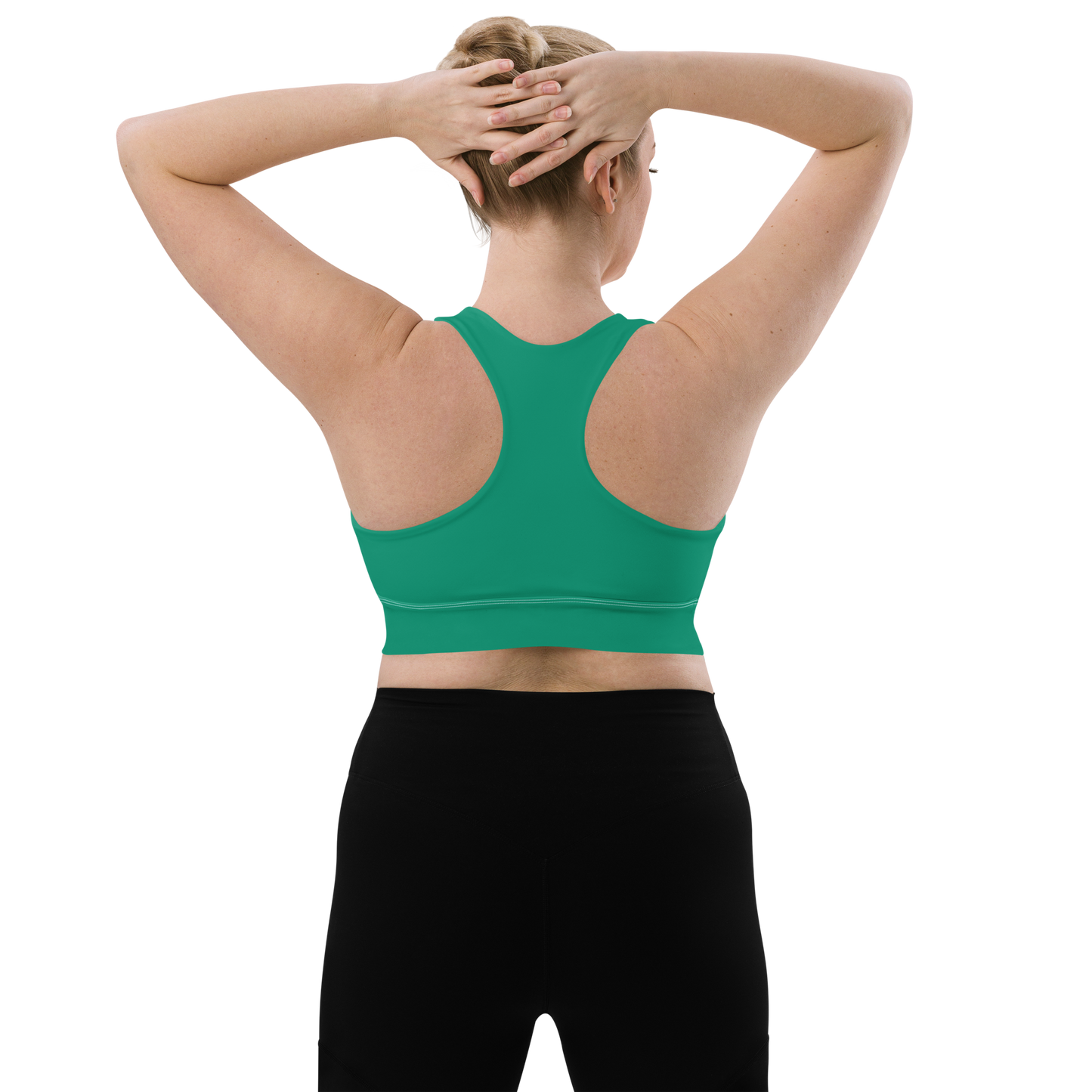 Michigan Upper Peninsula Longline Sports Bra (w/ UP USA Flag) | Emerald Green