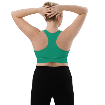 Michigan Upper Peninsula Longline Sports Bra (w/ UP USA Flag) | Emerald Green